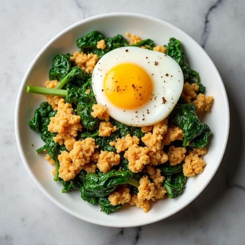 Egg and Spinach Scramble with Tofu Crumble