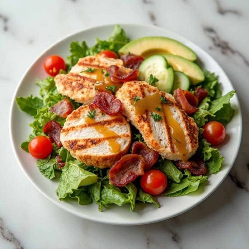 Lean Turkey Club Salad with Crispy Bacon and Fresh Greens