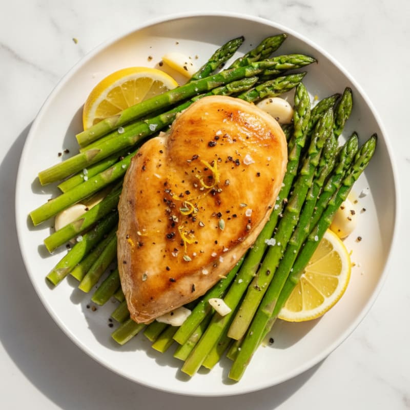 Lemon Herb Roasted Chicken with Asparagus