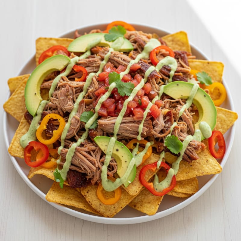 Smoky Pulled Pork Nachos with Zesty Crema