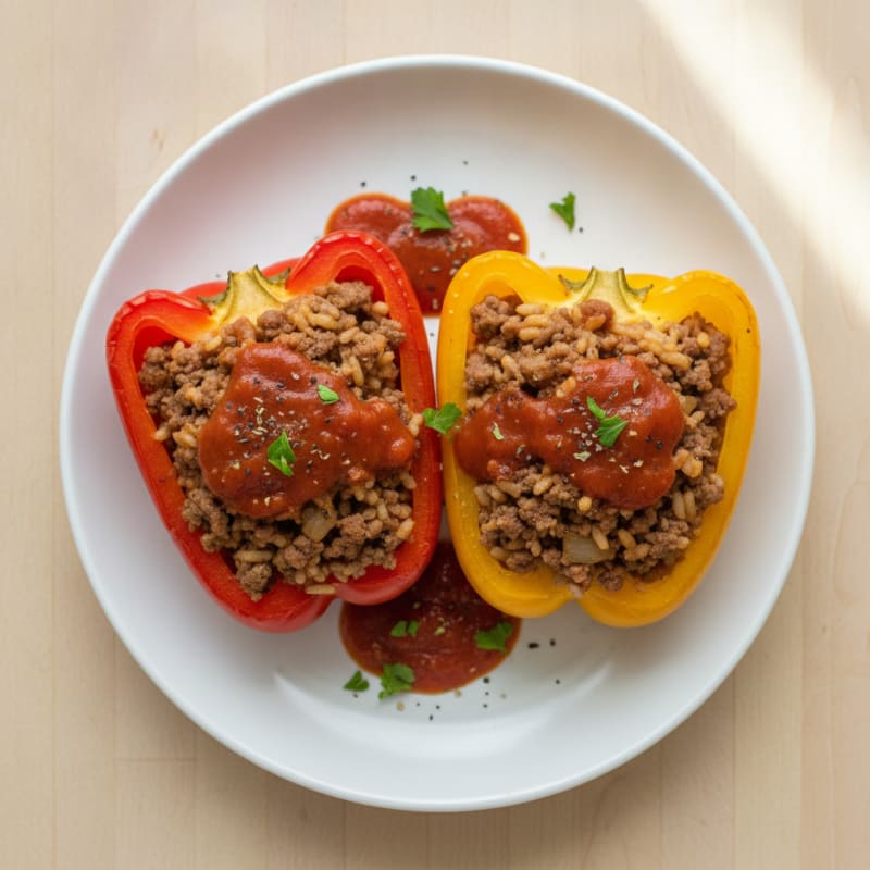 Ground Beef and Rice Stuffed Peppers