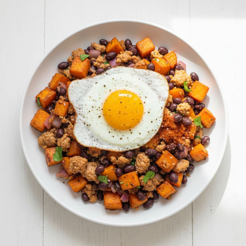 Caramelized Sweet Potato and Black Bean Hash