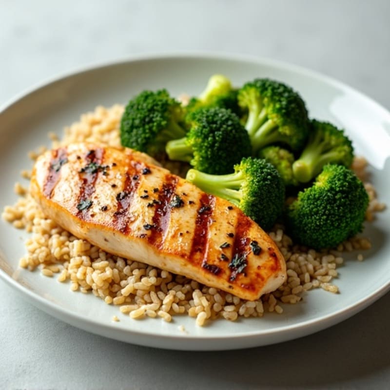 Grilled Chicken with Jasmine Rice and Roasted Broccoli
