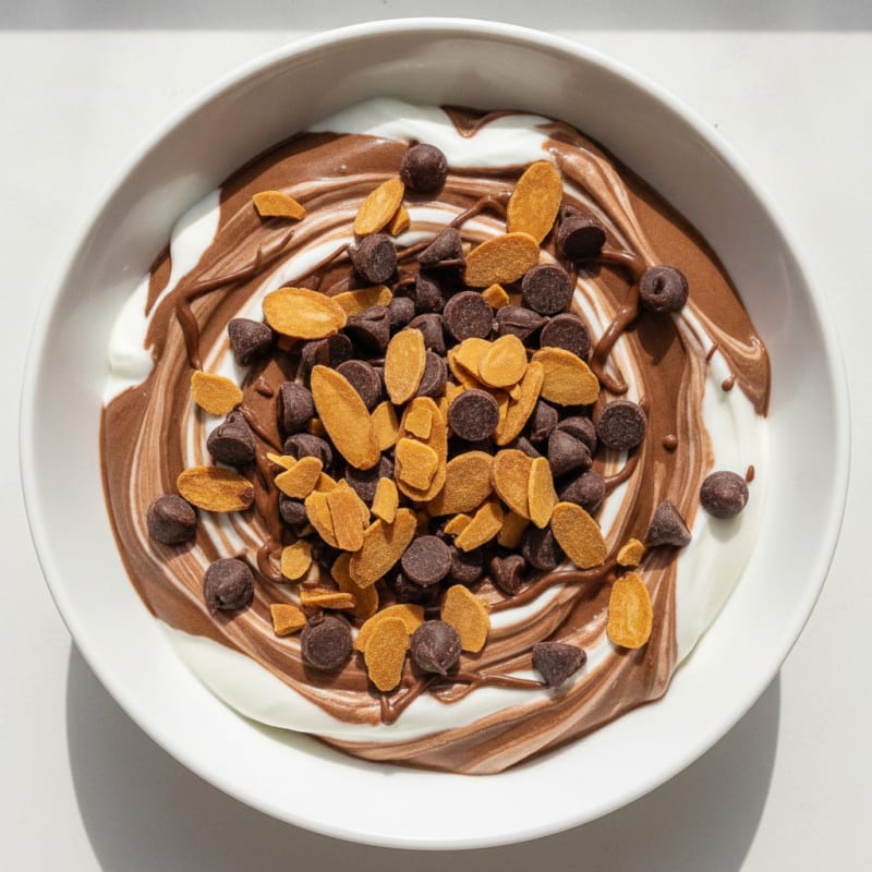 Creamy Protein Greek Yogurt with Chocolate and Almonds