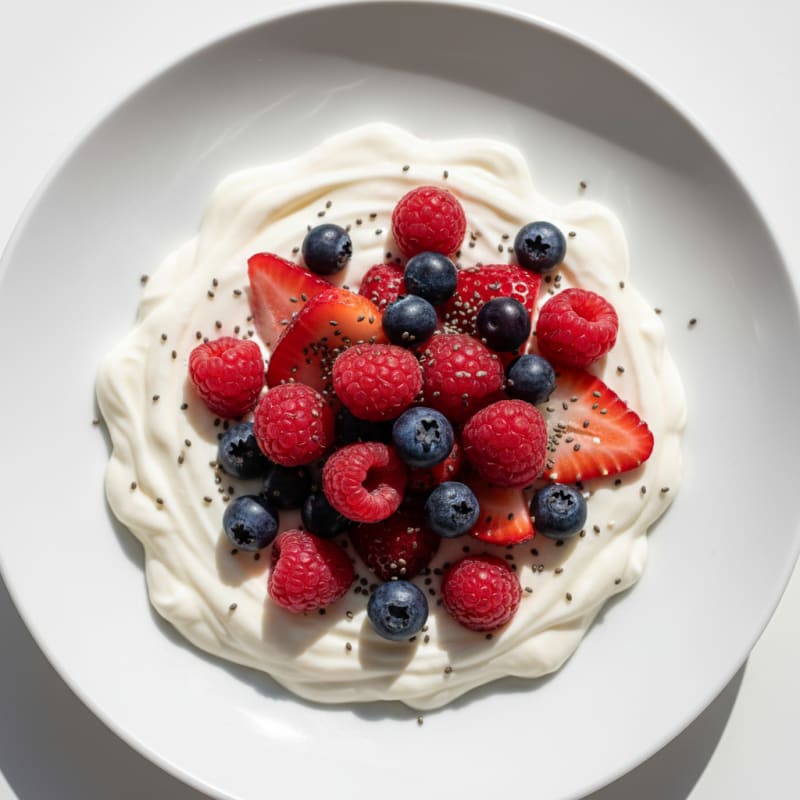 Creamy Greek Yogurt Protein Pudding with Mixed Berries
