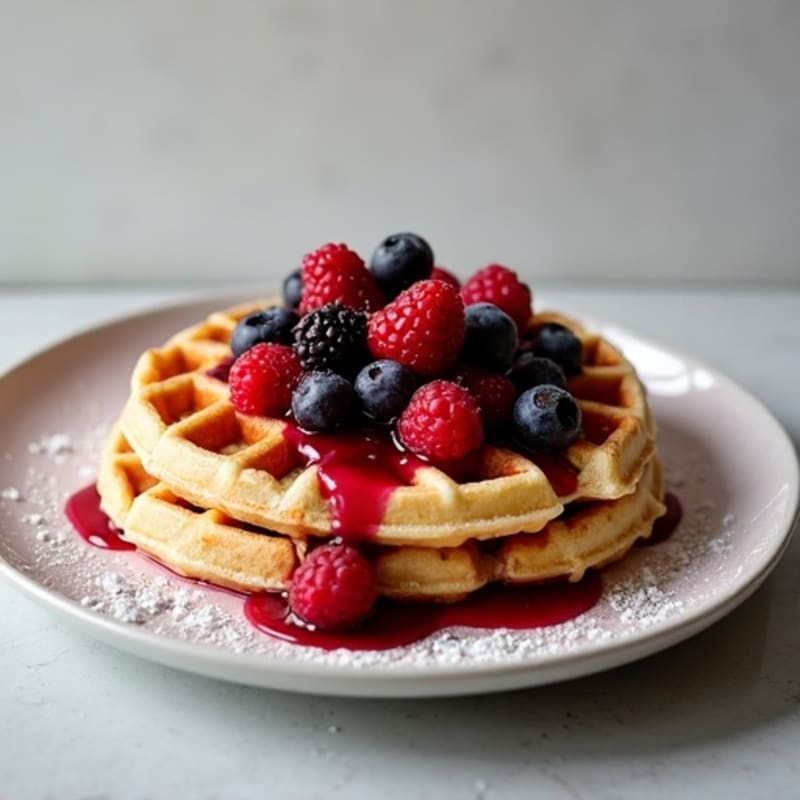 Protein-Packed Almond Flour Waffles with Berry Compote