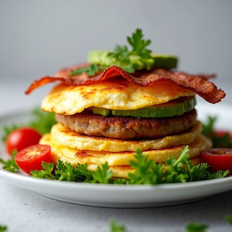 Crispy Turkey Bacon and Avocado Stack with Greens