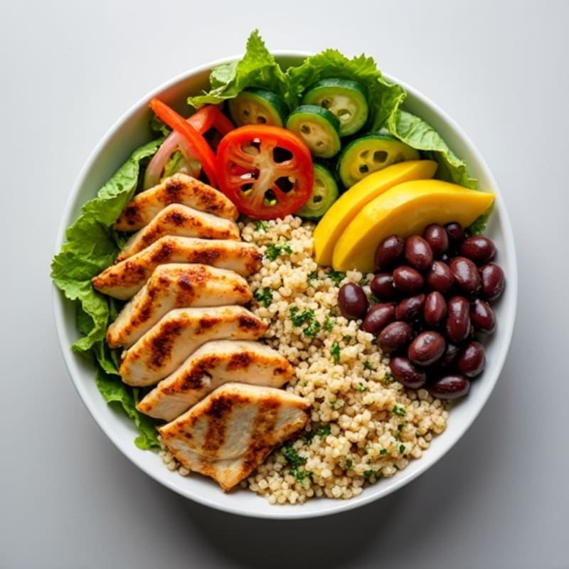 Grilled Chicken and Quinoa Bowl with Crunchy Vegetables