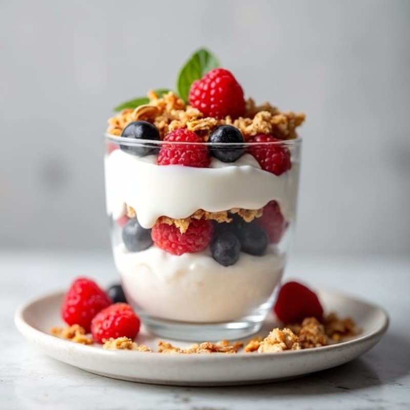 Creamy Greek Yogurt Parfait with Fruit and Nut Granola