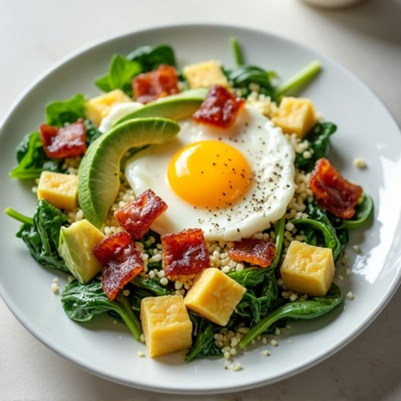 Egg White Scramble with Spinach and Turkey Bacon