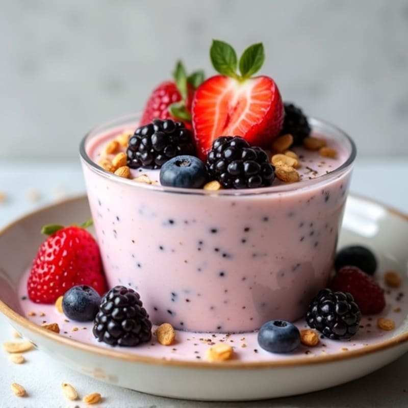 Vanilla Protein Pudding with Almond Butter and Berries