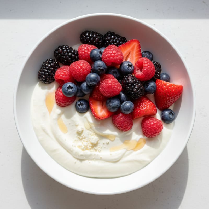 Silky Greek Yogurt with Mixed Berries and Vanilla Protein