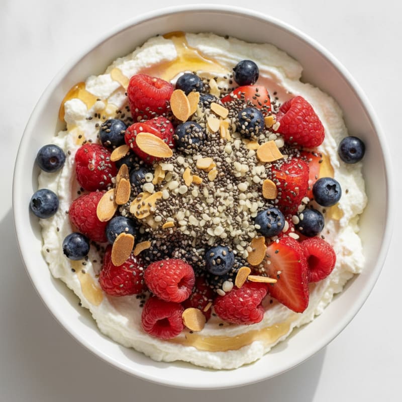 Creamy Cottage Cheese and Berry Power Bowl with Chia Seeds
