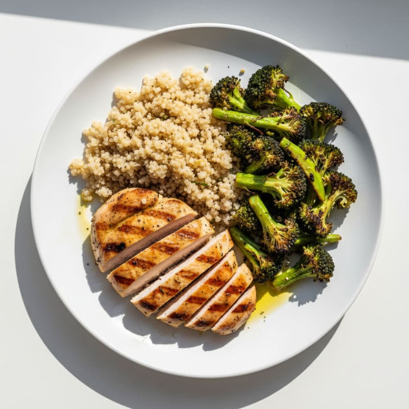 Grilled Turkey Breast with Roasted Broccoli and Quinoa