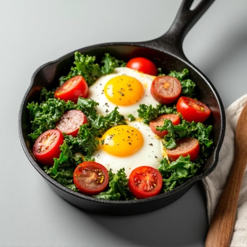 Baked Eggs with Hearty Greens