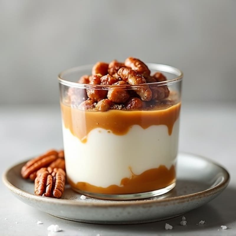 Creamy Greek Yogurt Parfait with Date Caramel, Toasted Pecans, and Sea Salt