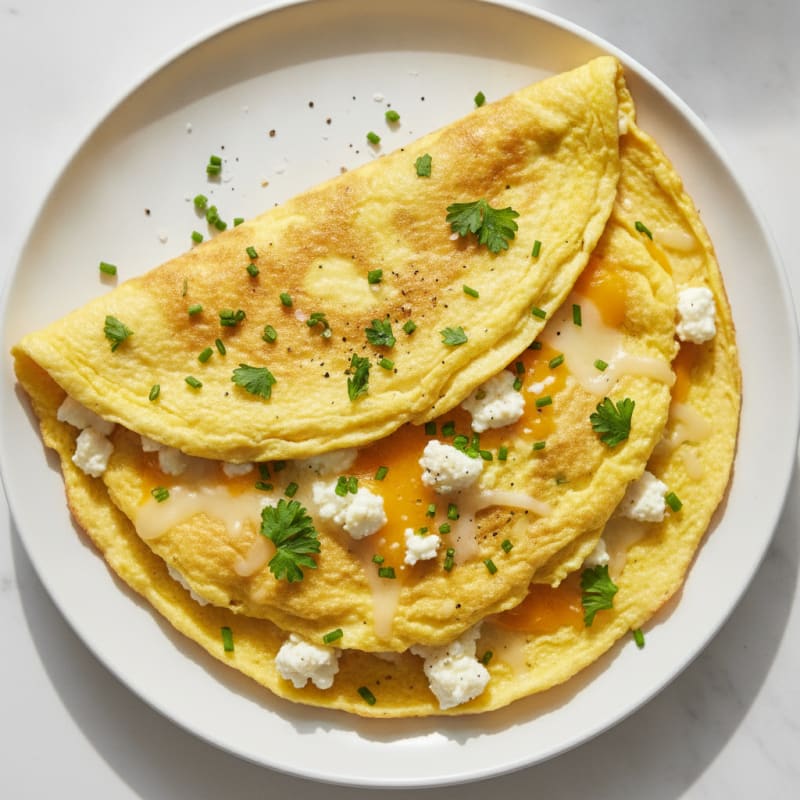 Fluffy Three-Cheese Herb Omelet