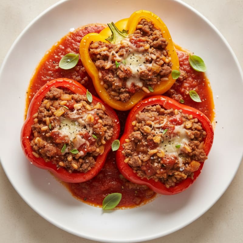 Beef and Rice Stuffed Bell Peppers