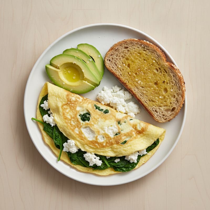 Egg White and Spinach Omelet with Cottage Cheese