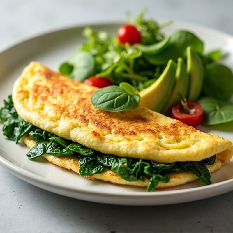 Egg White Spinach Omelet with Seared Turkey Breast