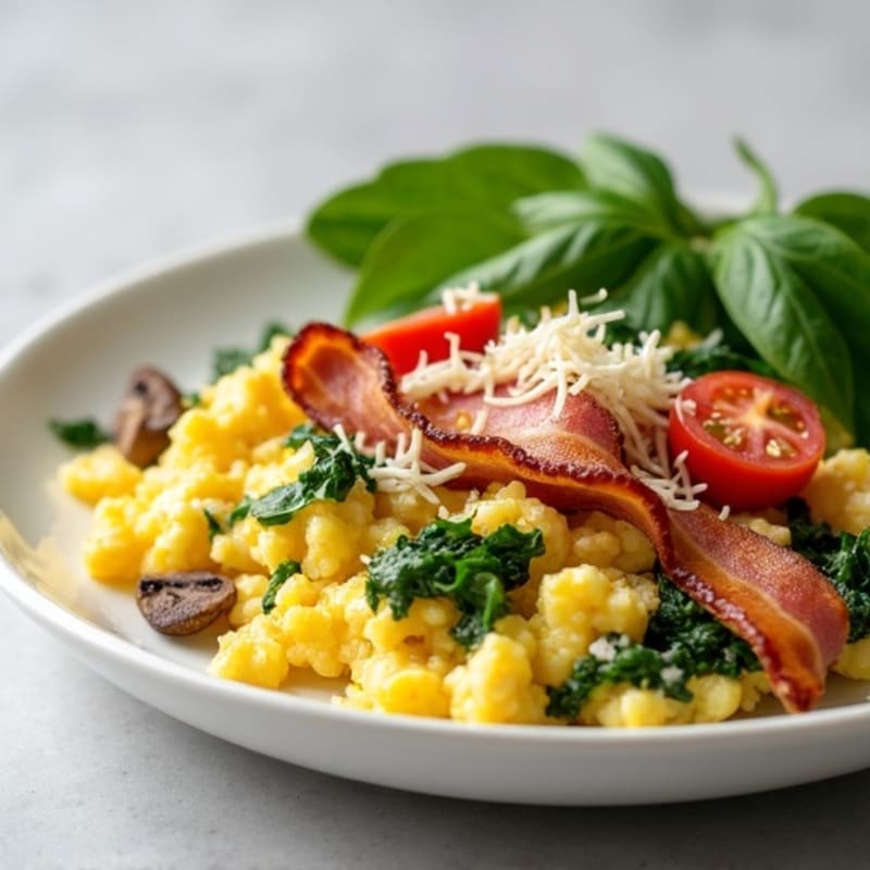 Egg White Scramble with Spinach and Turkey Bacon