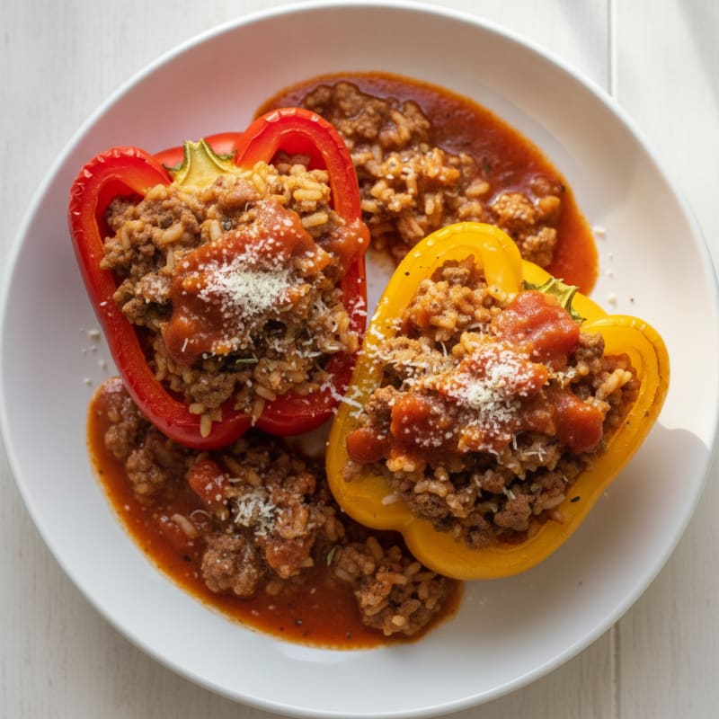 Beef and Rice Stuffed Bell Peppers