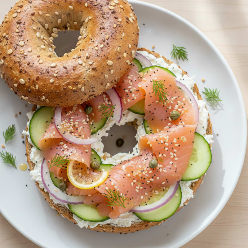 Smoked Salmon Everything Bagel with Cream Cheese