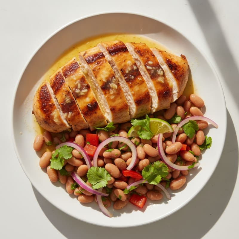 Citrus-Garlic Grilled Chicken Breast with Pinto Bean Salad