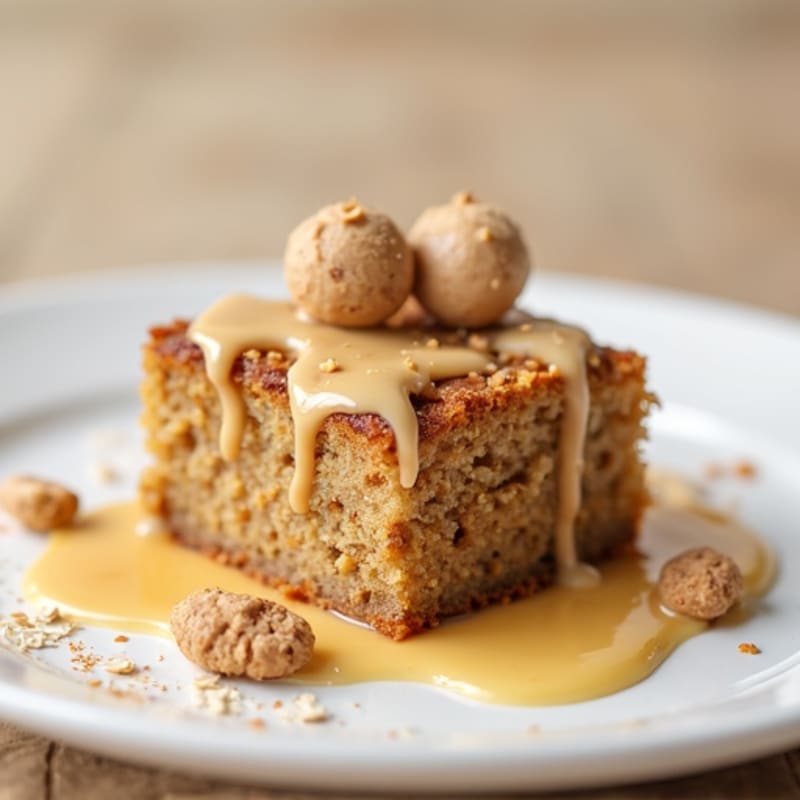 Maple-Date Protein Cake with Vanilla Cashew Drizzle