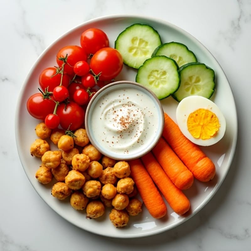 Crispy Roasted Chickpea and Fresh Vegetable Snack Plate