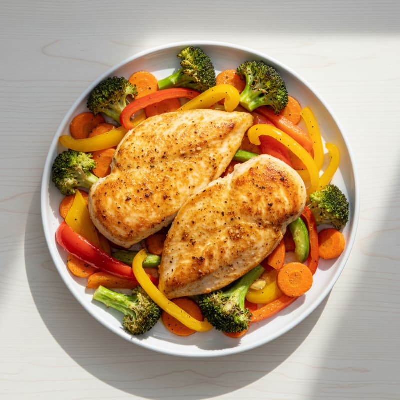 Golden Pan-Seared Chicken with Roasted Vegetables