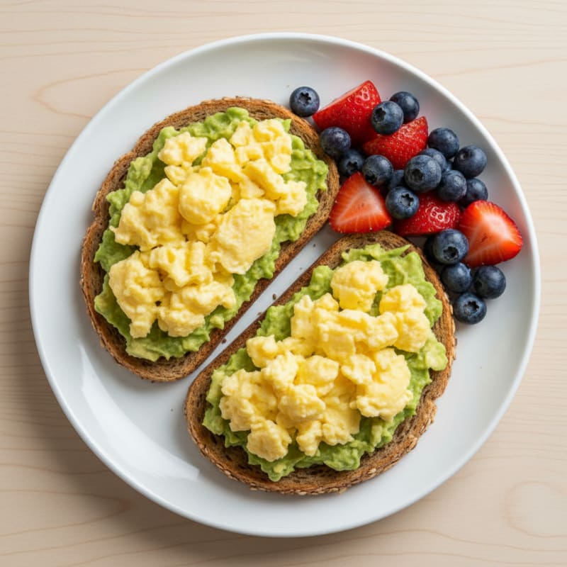 Egg and Avocado Toast with Fresh Berries