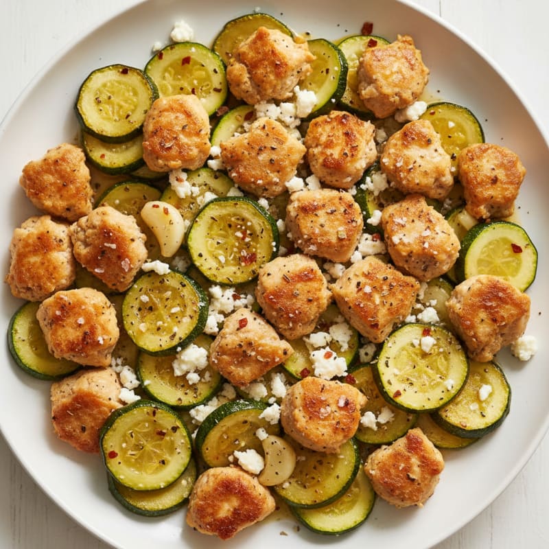 Ground Chicken Zucchini Skillet with Feta