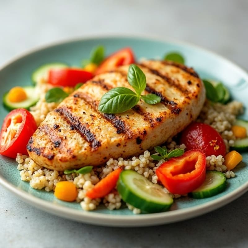 Grilled Chicken and Quinoa Salad with Crunchy Vegetables