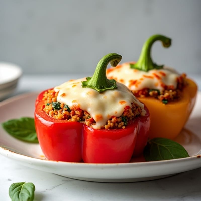 Lean Turkey Pepperoni Stuffed Bell Peppers