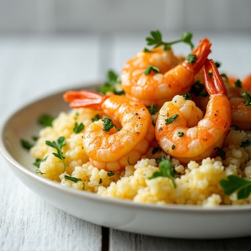 Garlic-Lemon Pan Seared Shrimp with Herb Cauliflower Rice