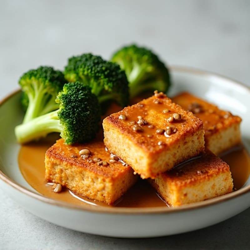 Crispy Baked Peanut Tofu with Roasted Broccoli