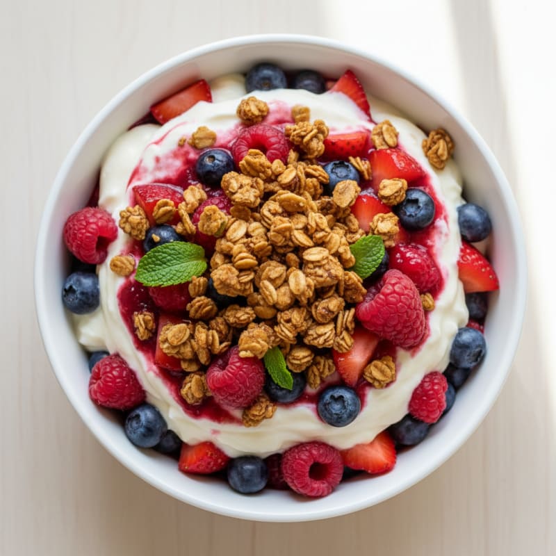 Greek Yogurt Protein Parfait with Mixed Berries