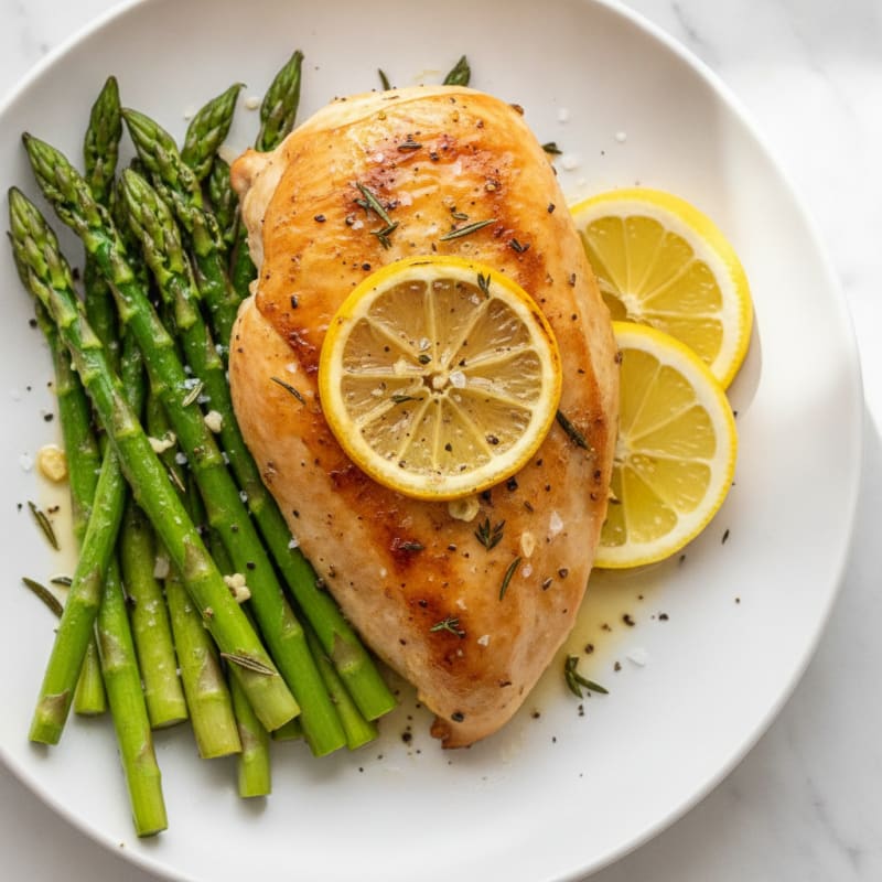 Lemon Herb Roasted Chicken with Asparagus
