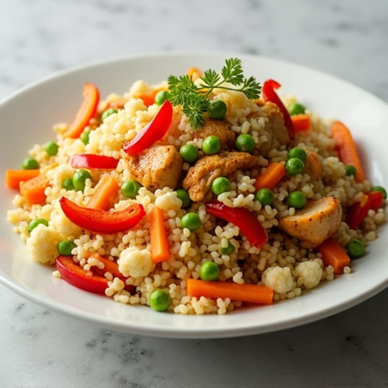 Chicken Cauliflower Fried Rice with Crispy Vegetables