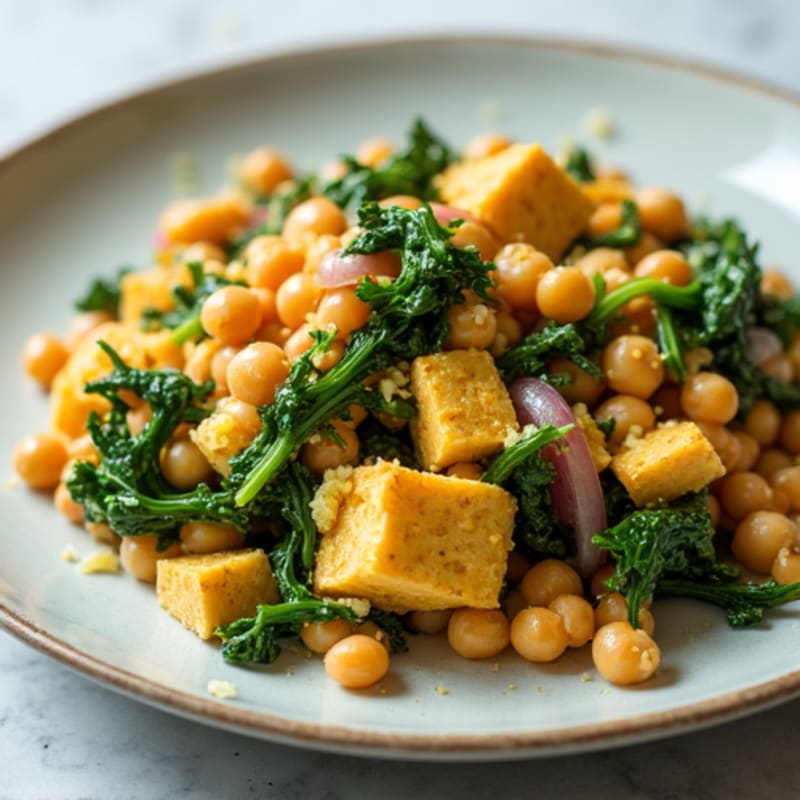 Silky Tofu Scramble with Spinach and Chickpeas