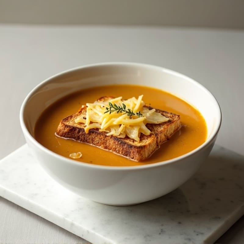 Lightened-Up French Onion Soup with Gruyere Toasts