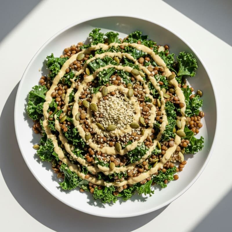 Crunchy Lentil and Kale Salad with Hemp Seeds