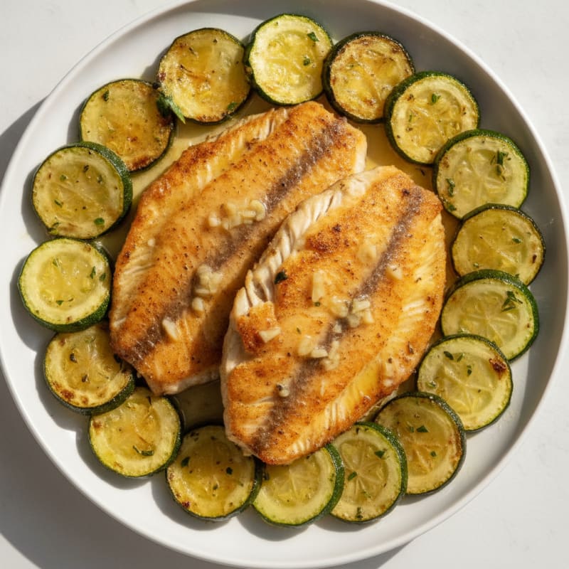 Seared Tilapia Fillet with Roasted Zucchini