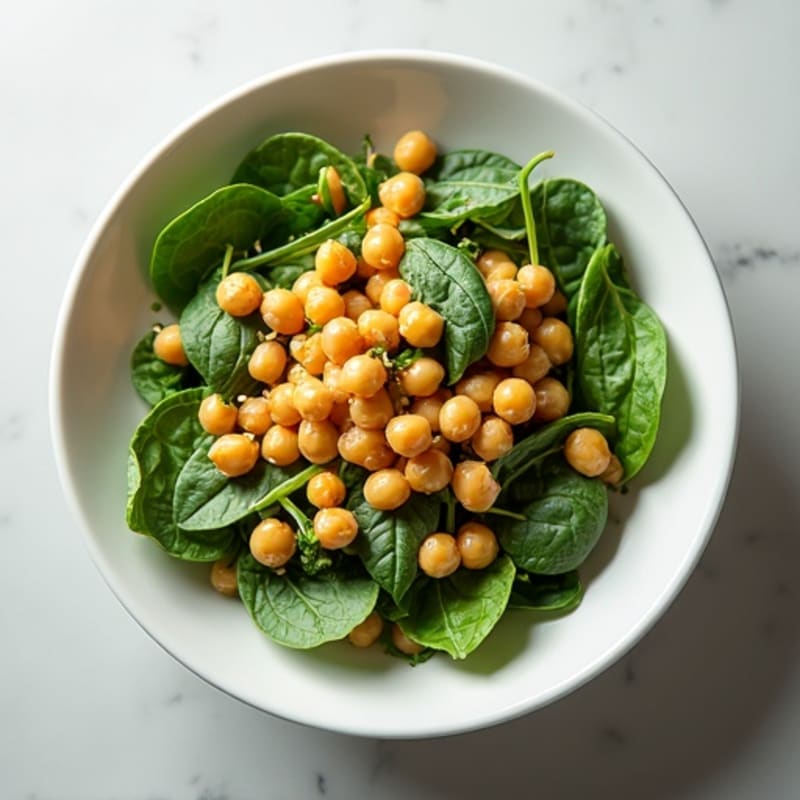 Chickpea Spinach Salad with Lemon Tahini Dressing