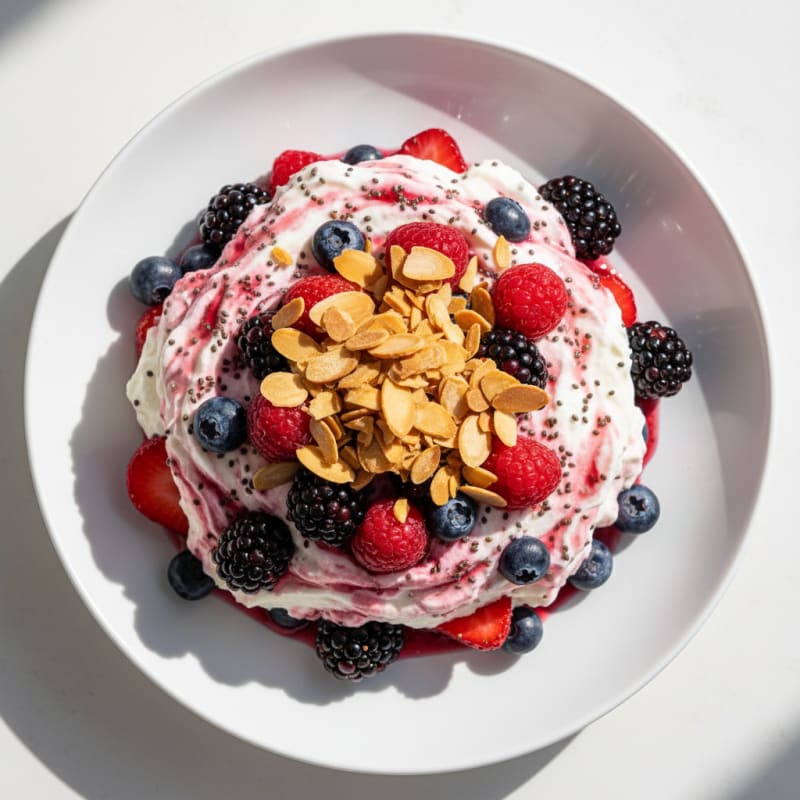 Silky Greek Yogurt Protein Mousse with Mixed Berries