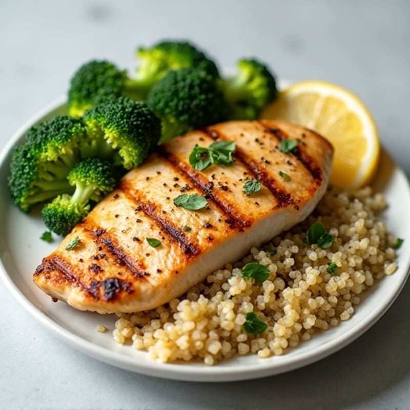 Grilled Chicken Breast with Quinoa and Broccoli