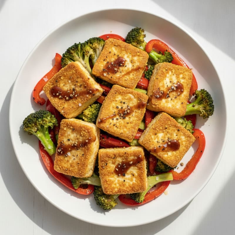 Pan-Seared Tofu with Roasted Vegetables