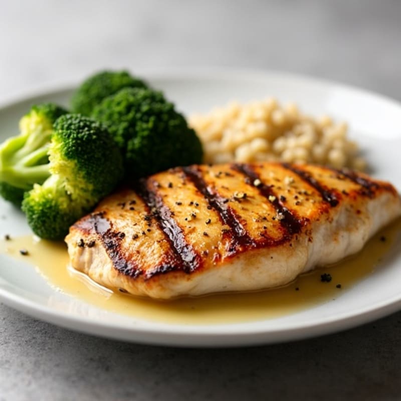 Grilled Chicken Breast with Roasted Broccoli and Quinoa