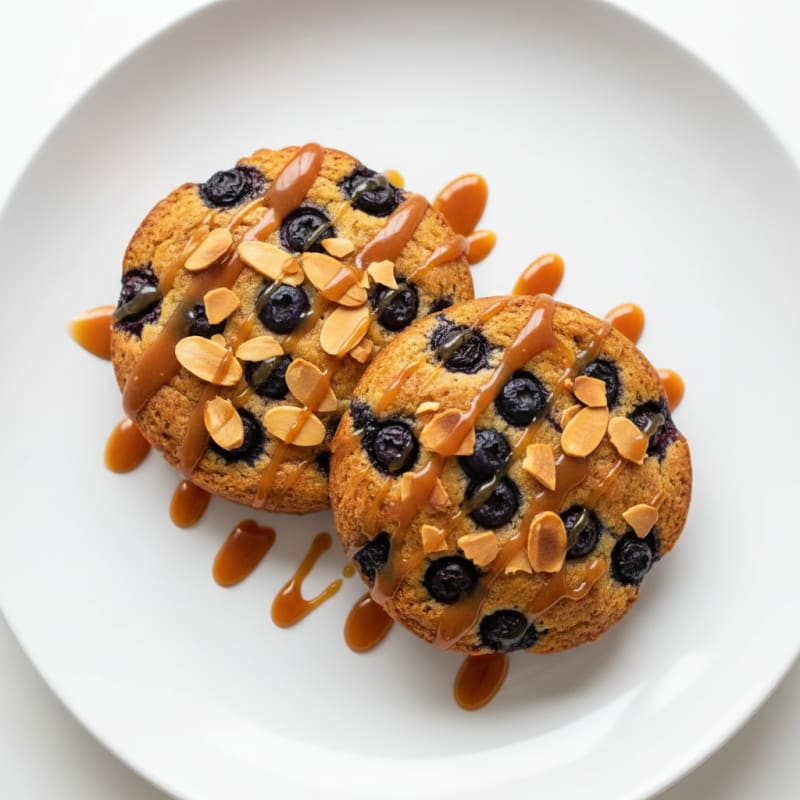 Salted Caramel Blueberry Almond Cakes for Two